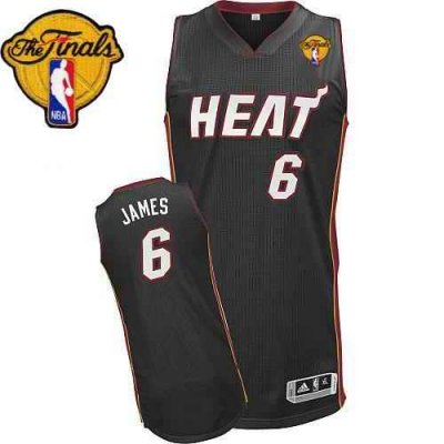 Heat Finals Patch #6 LeBron James Revolution 30 Black Stitched NBA Jersey