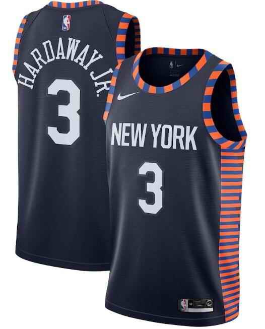 New Yok Knicks #3 Maurice Harkless Navy City Edition Stitched Swingman Jersey