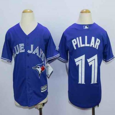 Blue Jays #11 Kevin Pillar Blue Cool Base Stitched Youth MLB Jersey