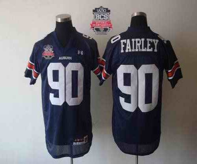 Tigers #90 Fairley Blue 2014 BCS Bowl Patch Stitched NCAA Jersey