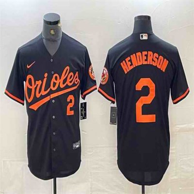 Men's Baltimore Orioles #2 Gunnar Henderson Black Cool Base Stitched Jersey