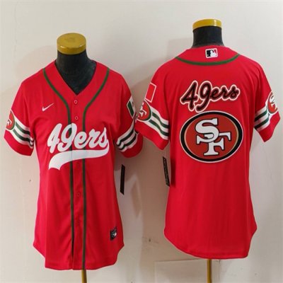 Youth San Francisco 49ers Team Big Logo Red Mexico With Patch Cool Base Stitched Baseball Jersey