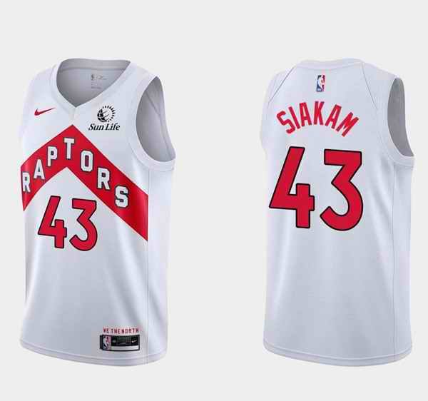 Men's Toronto Raptors #43 Pascal Siakam 2020/21 White Swingman Stitched Basketball Jersey