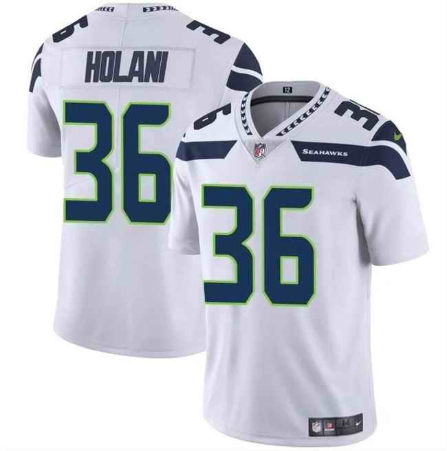 Men's Seattle Seahawks #36 George Holani White Vapor Limited Stitched Football Jersey