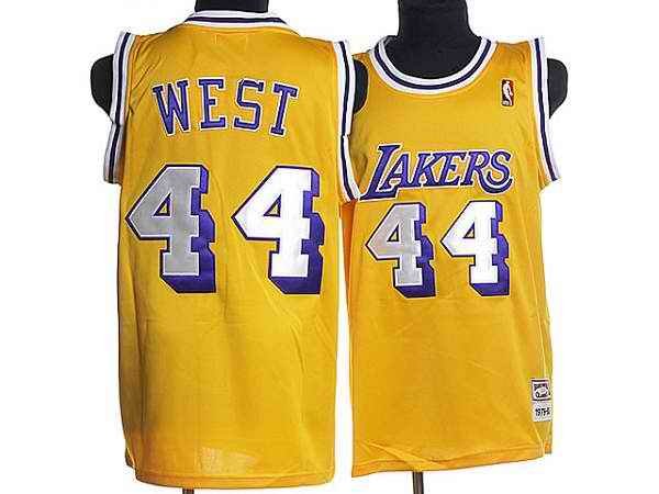 Mitchell and Ness Lakers #44 Jerry West Stitched Yellow Throwback NBA Jersey