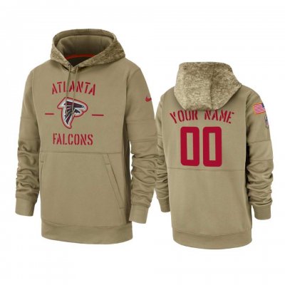 Men's Atlanta Falcons Customized Tan 2019 Salute To Service Sideline Therma Pullover Hoodie