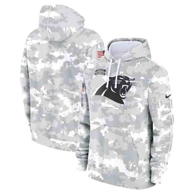 Youth Carolina Panthers 2024 White/Gray Salute To Service Pullover Hoodie