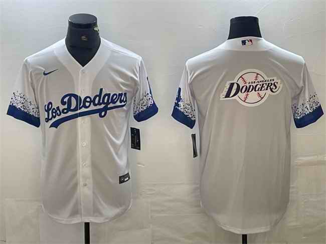 Men's Los Angeles Dodgers White Team Big Logo City Connect Cool Base Stitched Baseball Jersey