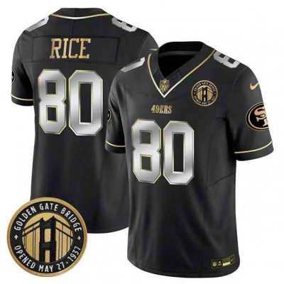 Men's San Francisco 49ers #80 Jerry Rice Black F.U.S.E. Golden Gate Bridge Patch Vapor Limited Stitched Football Jersey