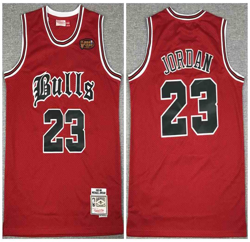 Men's Chicago Bulls #23 Michael Jordan 1997-98 Red Throwback Stitched Jersey