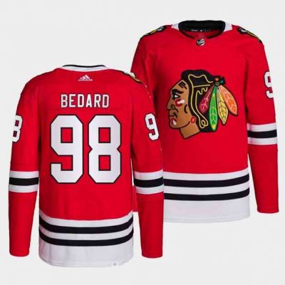 Men's Chicago Blackhawks #98 Connor Bedard Red Stitched Hockey Jersey