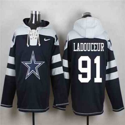 Nike Cowboys #91 L. P. Ladouceur Navy Blue Player Pullover NFL Hoodie