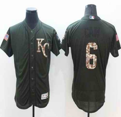 Royals #6 Lorenzo Cain Green Flexbase Authentic Collection Salute to Service Stitched MLB Jersey