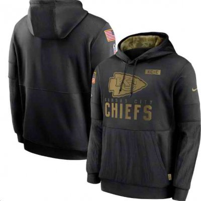 Men's Kansas City Chiefs 2020 Black Salute to Service Sideline Performance Pullover Hoodie