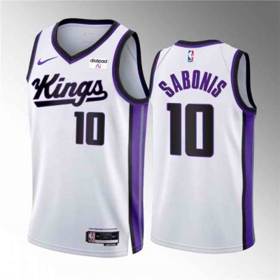 Men's Sacramento Kings #10 Domantas Sabonis White 2023/24 Association Edition Swingman Stitched Basketball Jersey