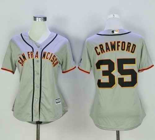 Giants #35 Brandon Crawford Grey Women's Road Stitched MLB Jersey