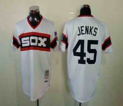 Mitchell And Ness 1983 White Sox #45 Bobby Jenks White Throwback Stitched MLB Jersey