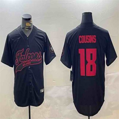 Men's Atlanta Falcons #18 Kirk Cousins Black With Patch Cool Base Stitched Baseball Jersey