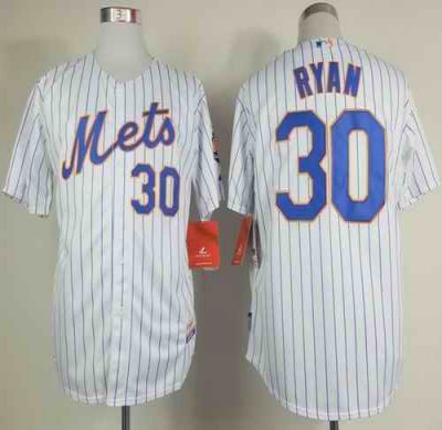 Mets #30 Nolan Ryan White(Blue Strip) Home Cool Base Stitched MLB Jersey