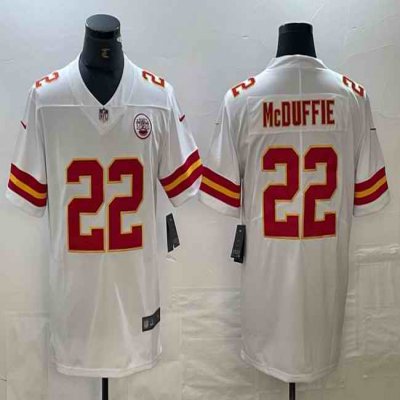 Men's Kansas City Chiefs #22 Trent McDuffie White Vapor Untouchable Limited Stitched Football Jersey