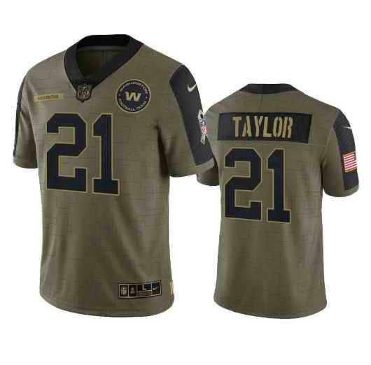 Men's Washington Football Team #21 Sean Taylor 2021 Olive Salute To Service Limited Stitched Jersey