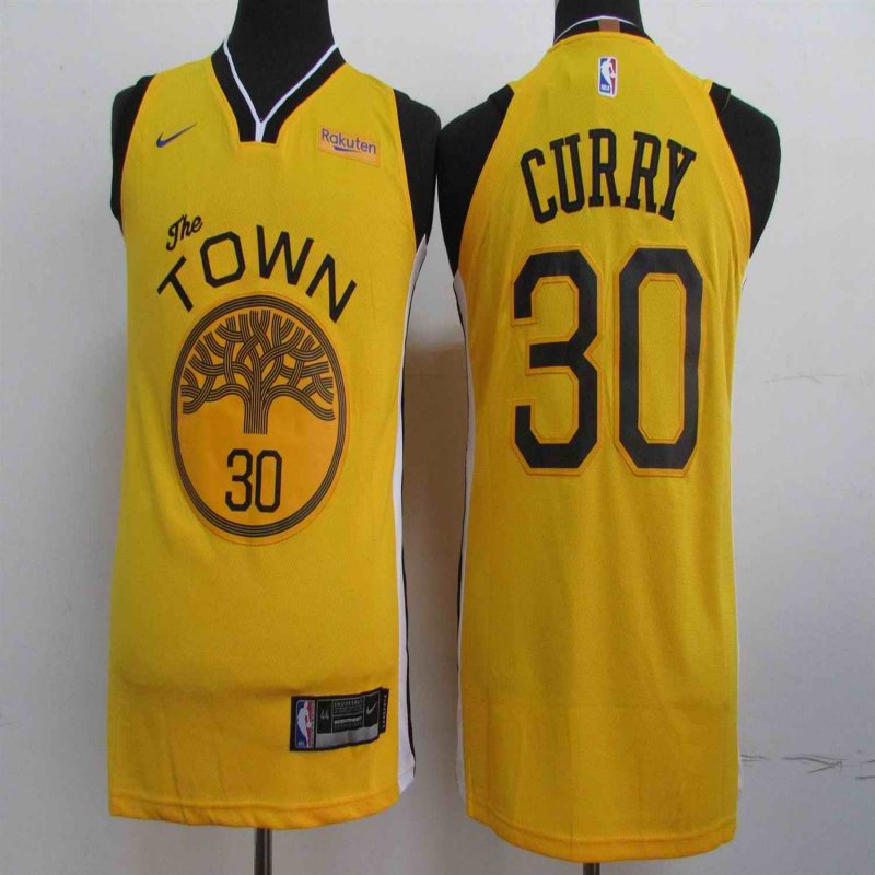 Men's Golden State Warriors #30 Stephen Curry Yellow 2019 Earned Edition Swingman Stitched NBA Jersey