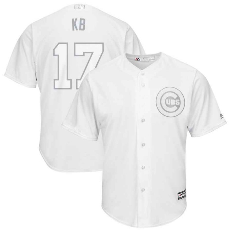 Men's Chicago Cubs #17 Kris Bryant KB Majestic White 2019 Players' Weekend Authentic Player Stitched MLB Jersey