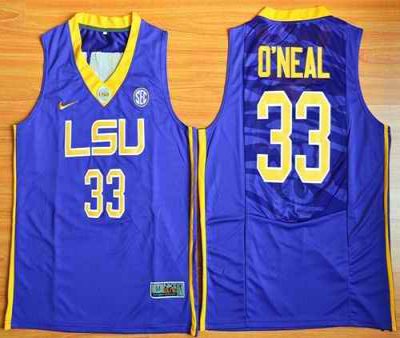 LSU Tigers #33 Shaquille O'Neal Purple Basketball Stitched NCAA Jersey