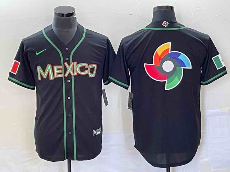 Men's Mexico Baseball 2023 Black World Baseball Classic Team Big Logo Stitched Jersey