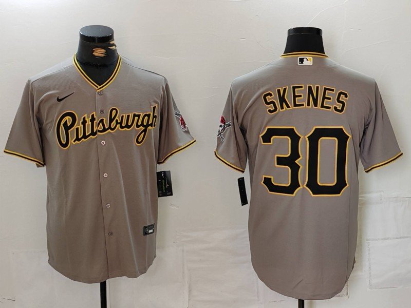 Men's Pittsburgh Pirates #30 Paul Skenes Grey Stitched Baseball Jersey