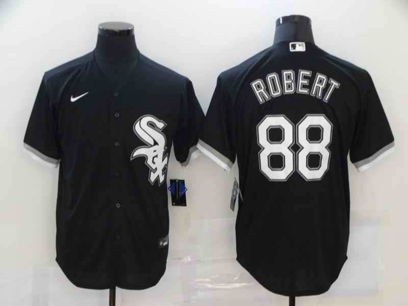 Men's Chicago White Sox #88 Luis Robert Black Cool Base Stitched Jersey