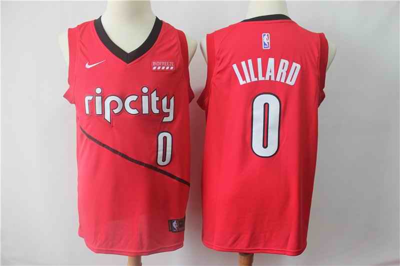 Men's Portland Trail Blazers #0 Damian Lillard Red 2018/19 Earned Edition Swingman Stitched NBA Jersey