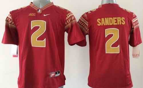 Seminoles #2 Deion Sanders Red Limited Stitched Youth NCAA Jersey