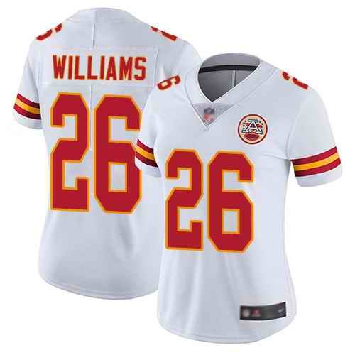 Women's Kansas City Chiefs #26 Damien Williams White Vapor Untouchable Limited Stitched Jersey(Run Small)