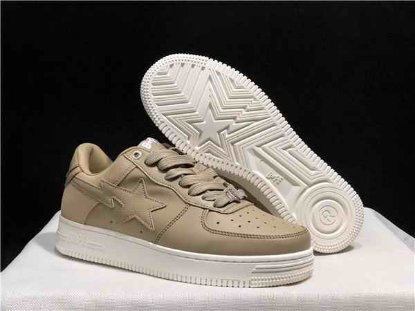 Men's Bape Sta Low Top Leather Tan Shoes 0025