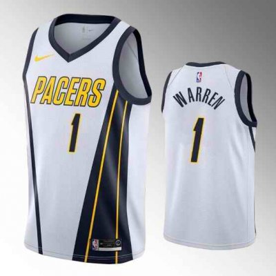 Men's Indiana Pacers #1 T.J. Warren White Stitched Jersey