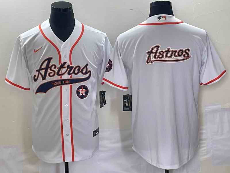 Men's Houston Astros White Team Big Logo With Patch Cool Base Stitched Baseball Jersey