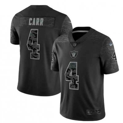 Men's Las Vegas Raiders #4 Derek Carr Black Reflective Limited Stitched Football Jersey