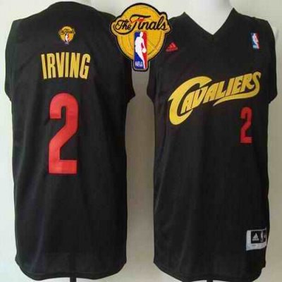 Cavaliers #2 Kyrie Irving Black(Red No.) Fashion The Finals Patch Stitched NBA Jersey