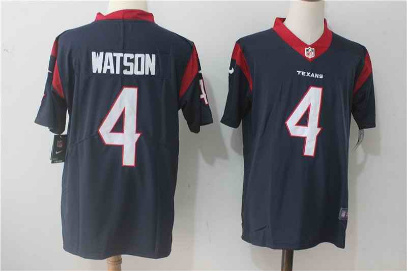 Men's Nike Houston Texans #4 Deshaun Watson Navy Blue Team Color Stitched NFL Vapor Untouchable Limited Jersey