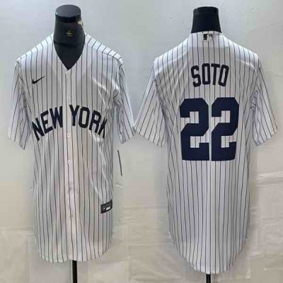 Men's New York Yankees #22 Juan Soto White Cool Base Stitched Baseball Jersey