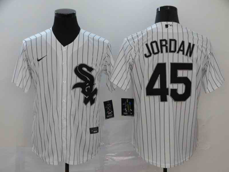 Men's Chicago White Sox #45 Michael Jordan White Cool Base Stitched MLB Jersey