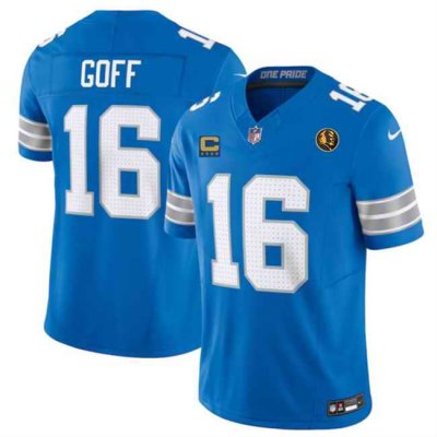 Men's Detroit Lions #16 Jared Goff Blue 2024 F.U.S.E. With John Madden Patch And 4-Star C Patch Vapor Limited Stitched Jersey