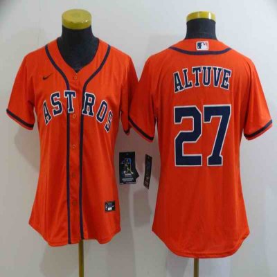 Women's Houston Astros #27 Jose Altuve 2020 Orange Cool Base Stitched MLB Jersey(Run Small)