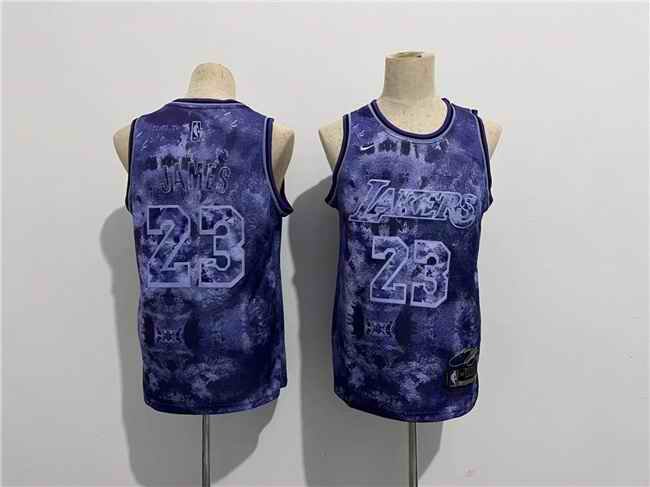 Men's Los Angeles Lakers #23 LeBron James Purple Stitched Basketball Jersey