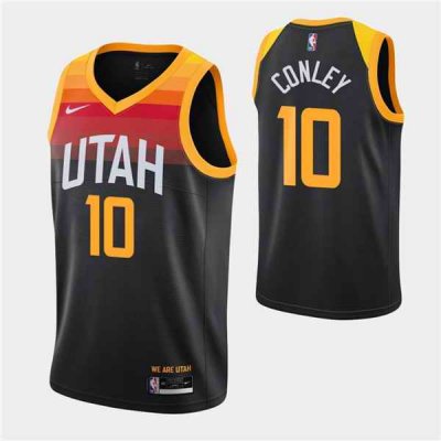 Men's Utah Jazz #10  Mike Conley Black City Edition Stitched Jersey