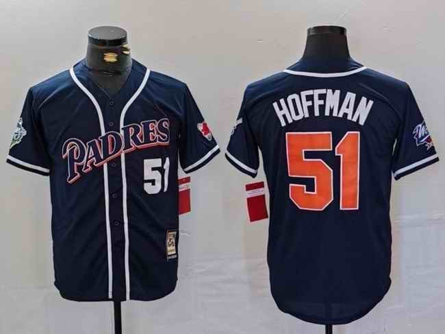 Men's San Diego Padres #51 Trevor Hoffman Navy 1998 World Series Cool Base Stitched Baseball Jersey