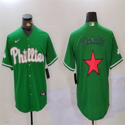 Men's Philadelphia Phillies Phanatic Green Cool Base Stitched Jersey