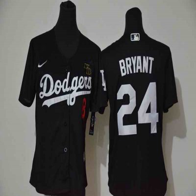 Youth Los Angeles Dodgers Front #8 Back #24 Kobe Bryant Black With KB Patch Cool Base Stitched MLB Jersey