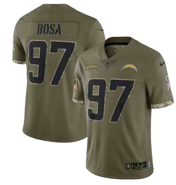 Men's Los Angeles Chargers #97 Joey Bosa Olive 2022 Salute To Service Limited Stitched Jersey